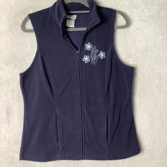 Disney Parks Authentic Women Large Fleece Vest Minnie Mouse Embroidery Navy Blue - Picture 8 of 8